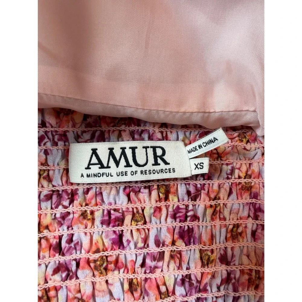Amur Women's Caelynn Floral Smocked Ruffle Cross Back Top Size‎ XS